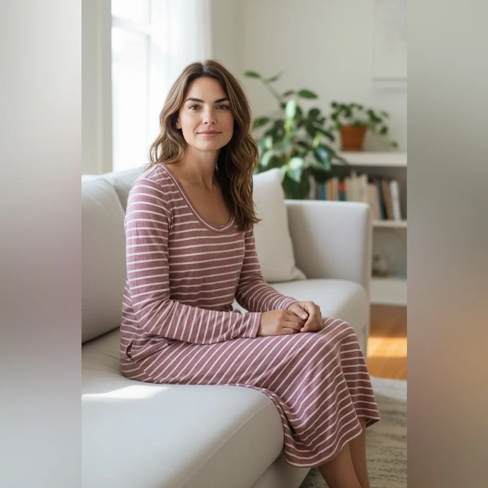 Free People Pink Striped Maxi Dress Size Small‎